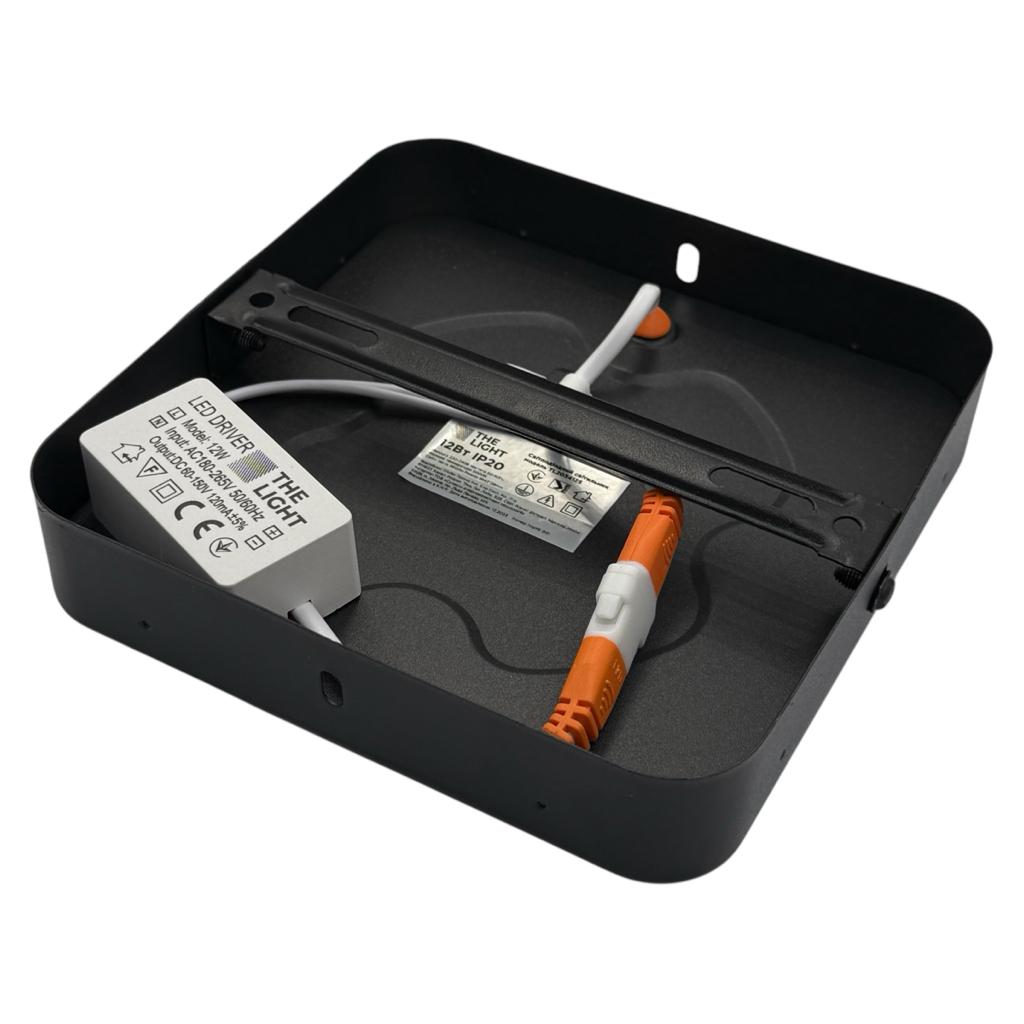 LED-Світильники (накладні) The Light LED-Светильник накладний 12W 5000K 960Lm (квадрат) ЧОРНИЙ TL2034125