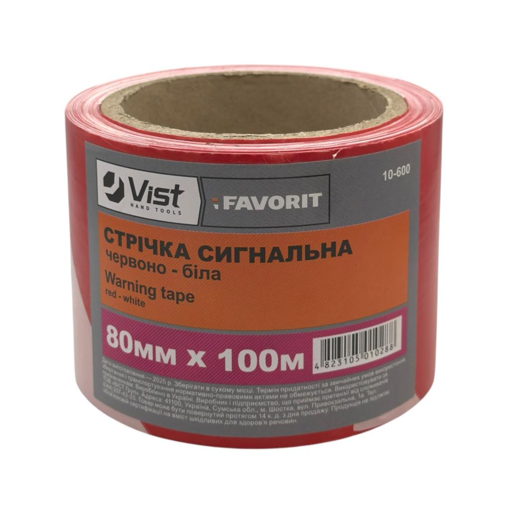 Сигнальні стрічки FAVORIT Сигнальна стрічка 80мм.*100м. (червоно-біла) 10-600