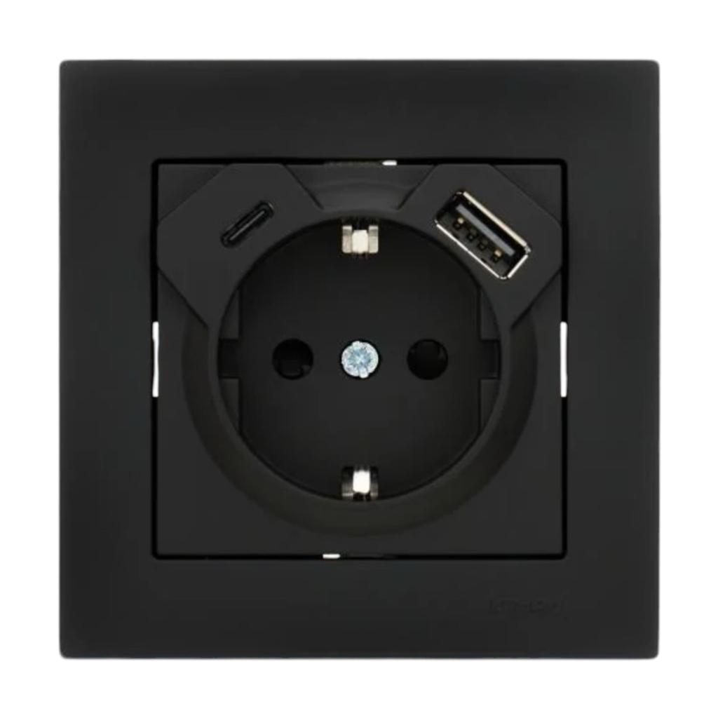 VESNA (антрацит) Lezard VESNA Механизм розетки внутр. 1-й с/з + USB + Type C (антрацит) 742-4288-181TC