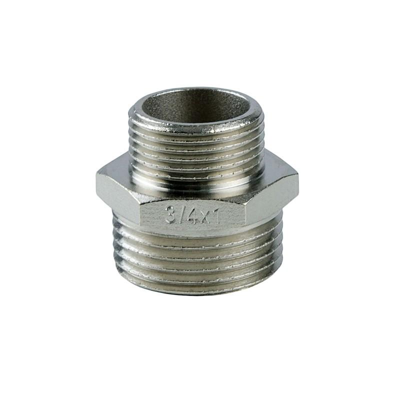 Фітінги різьбові нікельовані Nickel Raftec Ніпель-перехідник 25х20 (1- 3/4) никель NP0302
