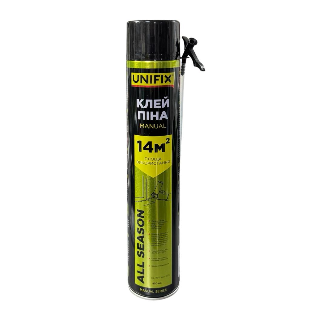 Піна монтажна UNIFIX Клей-піна монтажна всесезонна 14м² 850мл. 951282