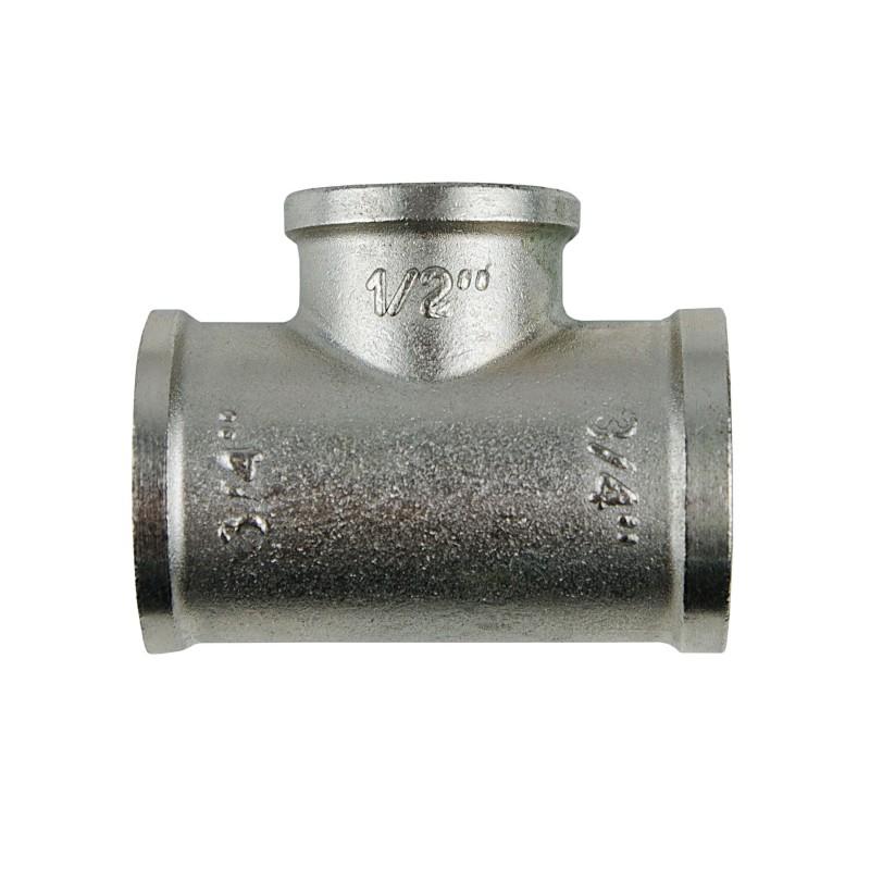 Фитинги резьбовые никелированные Nickel Raftec Тройник 20х15х20 (3/4-1/2-3/4) ВВВ никель TVVV020102