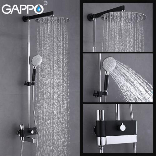 Душевые системы GAPPO G2481 (ATALANTIC) душ. система лат. корпус 3х функ. Ø35 (черный\хром)