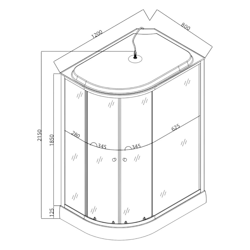 Душові бокси MIXXUS WAVE SB02-120x80x215-R-FB SATIN Душовий бокс 90*90мм. (низький піддон) (MI6893)