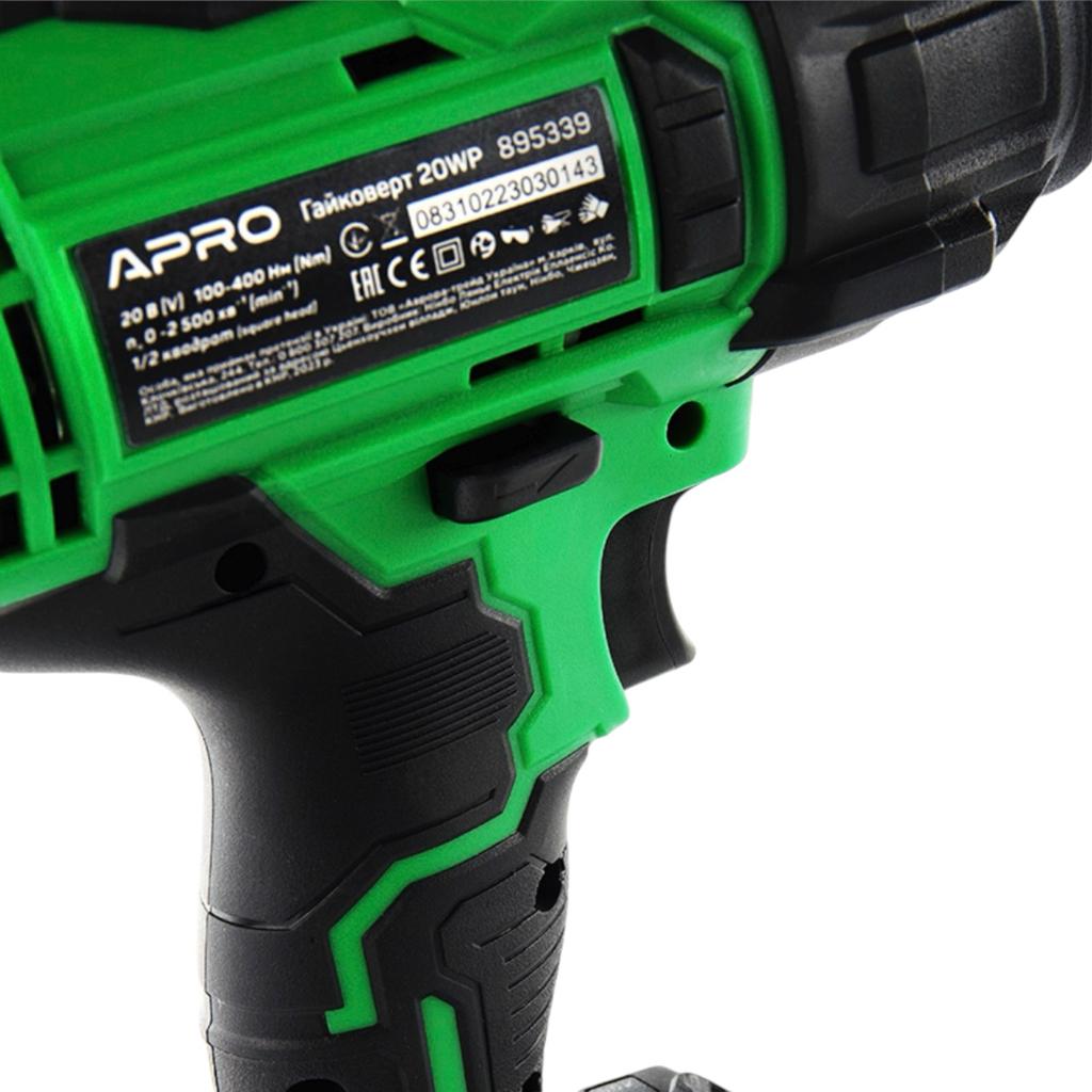 Гайковерти (акумуляторні) APRO 20BWP Гайковерт 400Нм 20V (без АКБ та ЗП) 895339