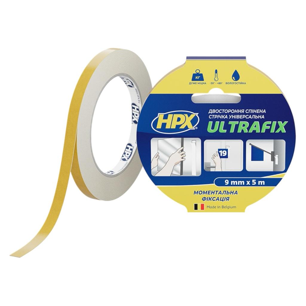 Двухсторонняя клейкая лента HPX Лента двухсторонняя ULTRAFIX 9мм.*1мм.*5м. белая (блистер) DSU0905