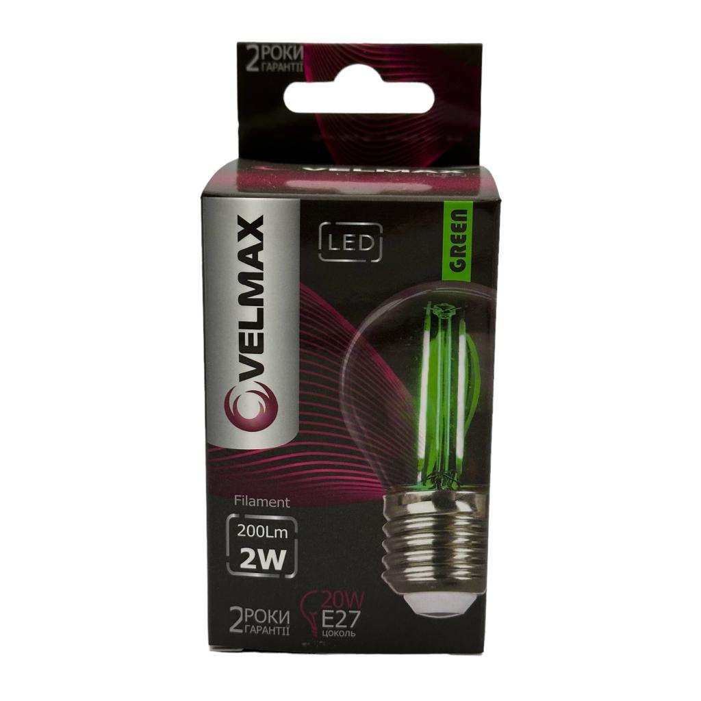 LED-Лампи VELMAX LED-Лампа FILAMENT куля 2w E27 (зелена) 21-41-33