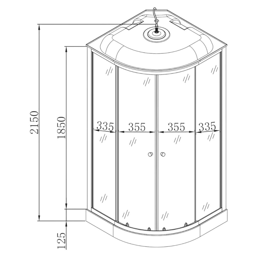 Душові бокси MIXXUS STRONG SBH02-90x90x215-FB SATIN Душовий бокс з гідромасажем 90*90мм. (низький піддон) (MI6890)