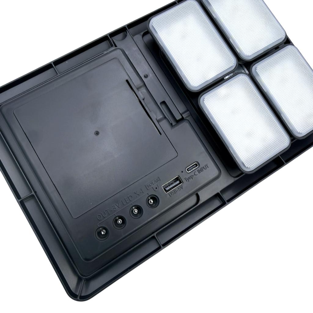 Фонари аварийные The Light Ліхтар кемпінговий акумуляторний ABS 4*6W 8000K 4*350Lm 4*1800mAh Li-Ion, Type-C, сонячна панель TL50052