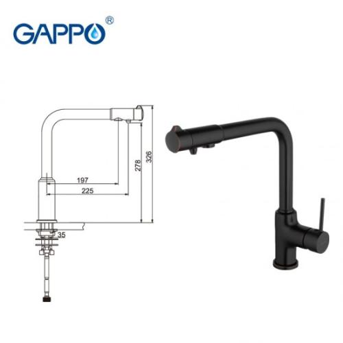 Смесители для кухни GAPPO G4390-10 Смеситель для кухни  под фильтр (черный)