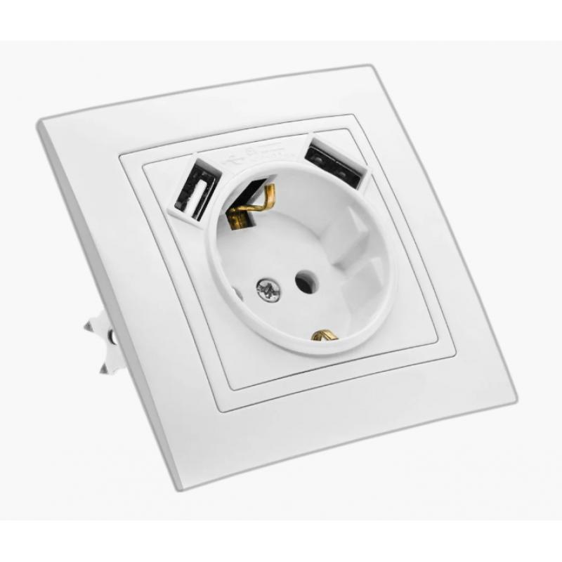 ELEGANT MARSHEL ELEGANT Розетка внутр. 1-я з/з (белая)+2*USB RS16-372
