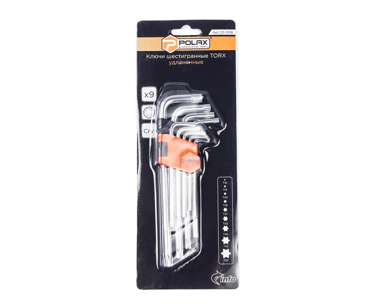 Наборы ключей TORX POLAX Шестигранники TORX г-обр. 9шт 25-008