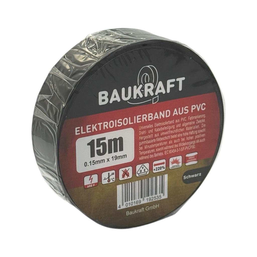 Изолента BAUKRAFT Изоляционная лента 0,15мм.*19мм.*15м. (черная) 166489