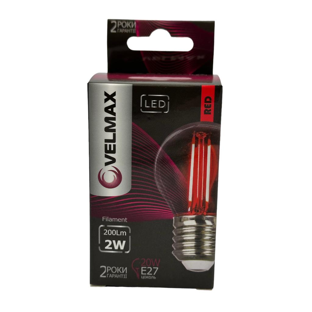 LED-Лампи VELMAX LED-Лампа FILAMENT куля 2w E27 (червона) 21-41-32