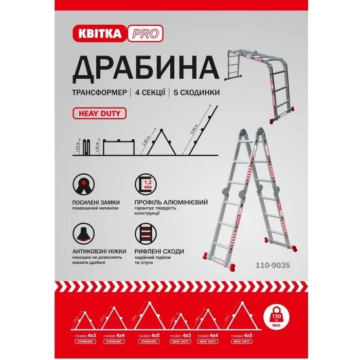 Лестницы-трансформеры КВІТКА Heavy Duty Драбина-трансформер алюмінієва (4*5 сходинки) 5,8м. 110-9605