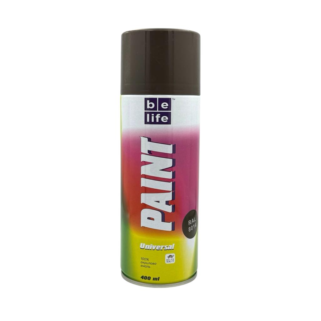 Краска аэрозольная BeLife Paint Universal Краска аэрозольная универсальная №8014 (коричневая) 400 мл.