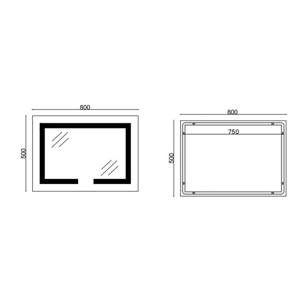 Зеркала с подсветкой MIXXUS HARD MR07-80x50 Дзеркало (LED Touch, Anti-fog, димер, регулюванням яскравості) (MI6658)