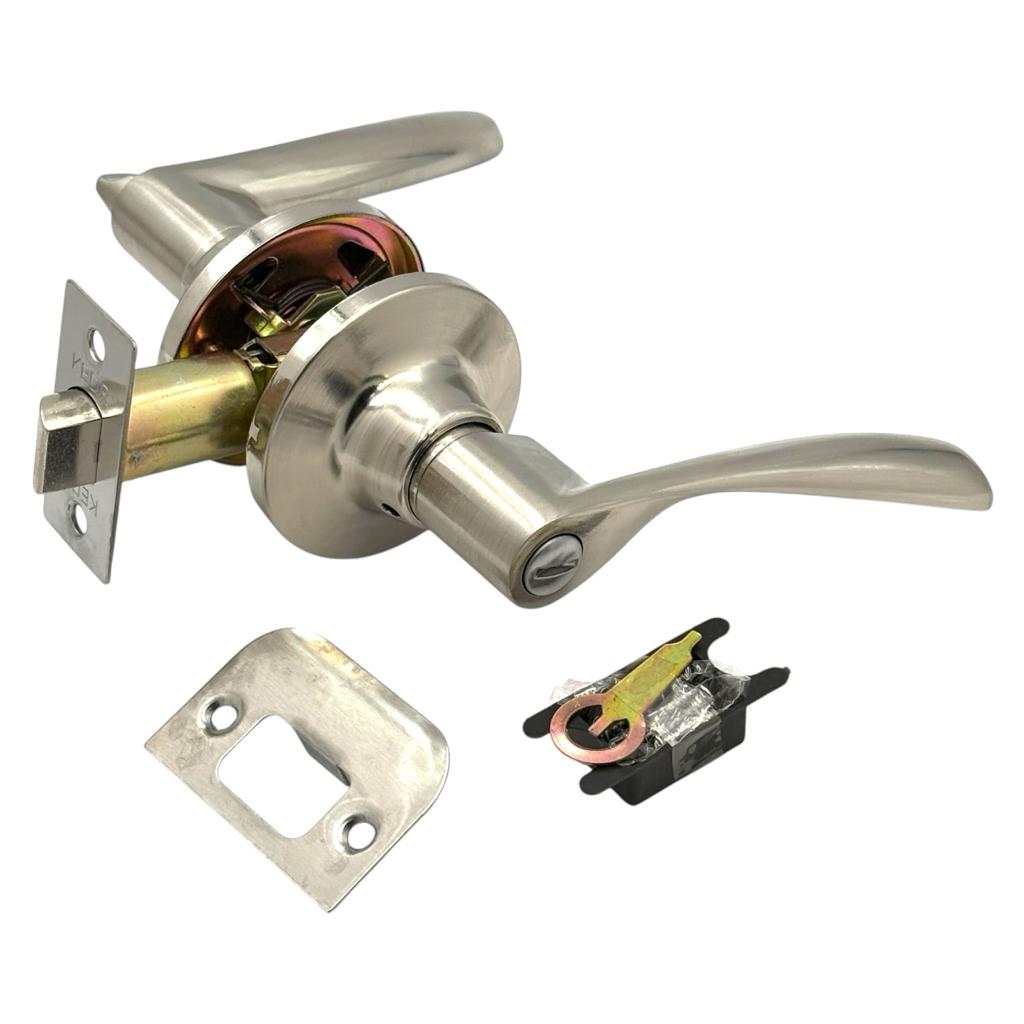 Ручки межкомнатные KEDR D80-23BK-SS Защелка врезная с ручками без ключей (никель)
