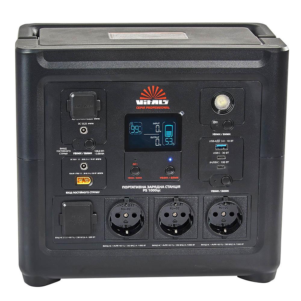 Портативные зарядные станции VITALS Professional PS 1000qc Портативная зарядная станция 220В 1000Вт. (835Вт-год) LiFePO4