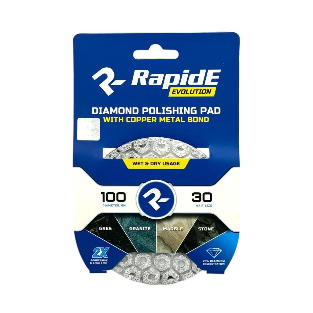 Круги шліфувальні для плитки RAPIDE Evolution Круг шліфувальний для плитки металізований (черепашка) Ø100мм. P30