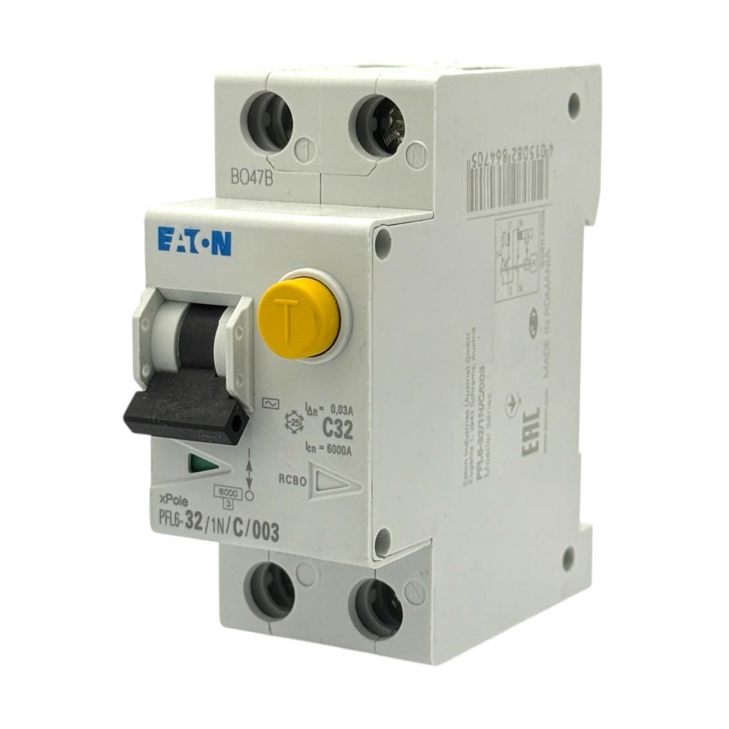 Диф. вимикачі EATON Диф. вимикач 1P+N, 32A, С 30 mA, 6 kА PFL6-32/1N/C/003