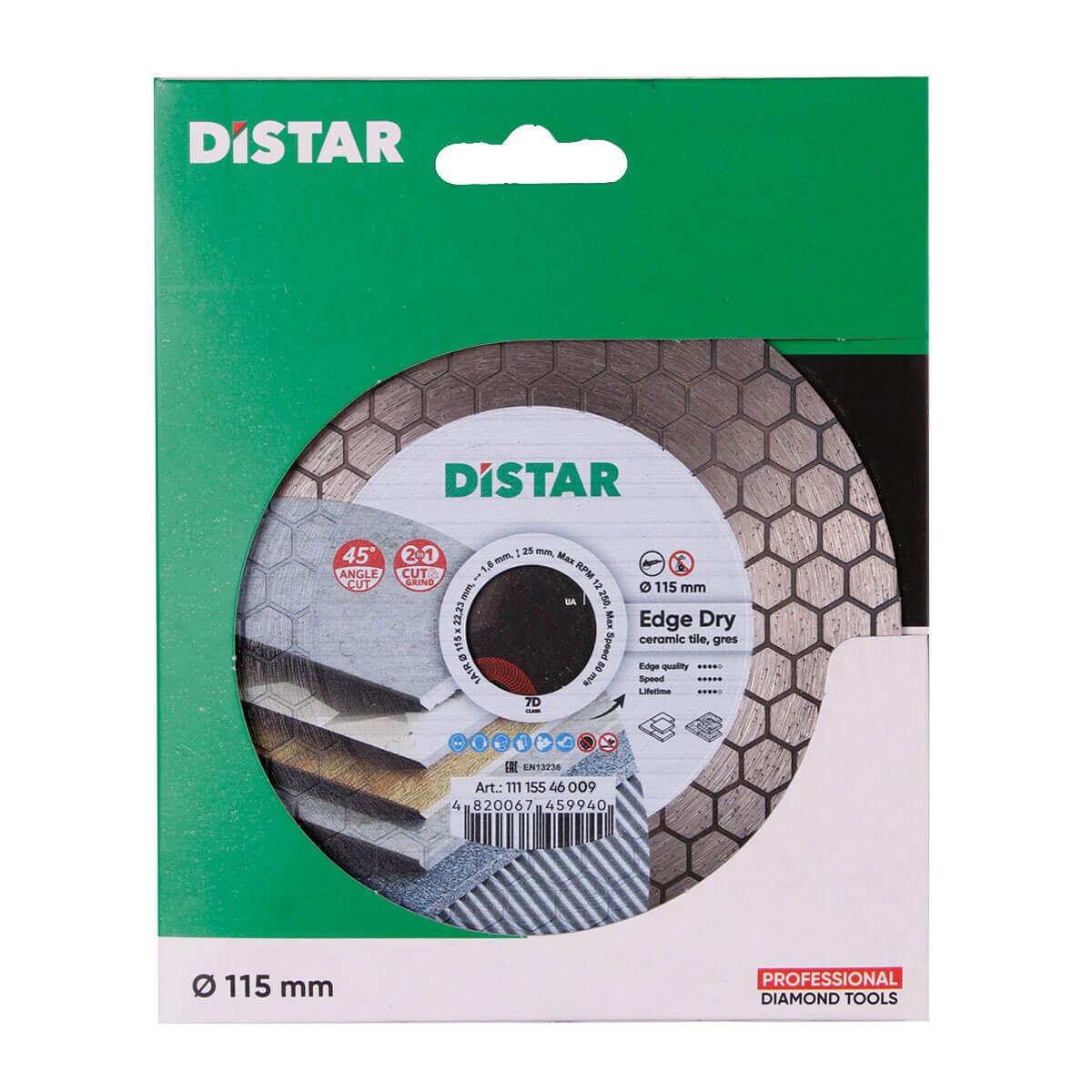Диски алмазні DISTAR 1A1R EDGE DRY Диск алмазний 115x1,6/1,2x25x22,23мм. 11115546009