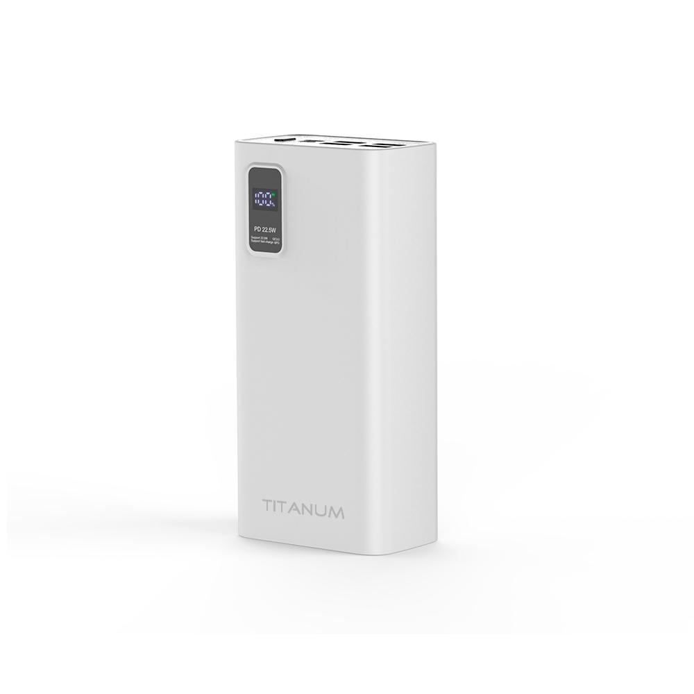 Повербанки (POWER BANK) TITANUM Power bank 30000mAh  TPB-728S 22.5W QC+PD White