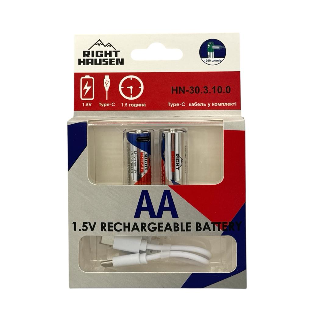 Батарейки аккумуляторные RightHausen Комплект аккумуляторов AA 1,5V 2700mA с Type-C кабель в комплекте (уп./2шт.) HN-303100