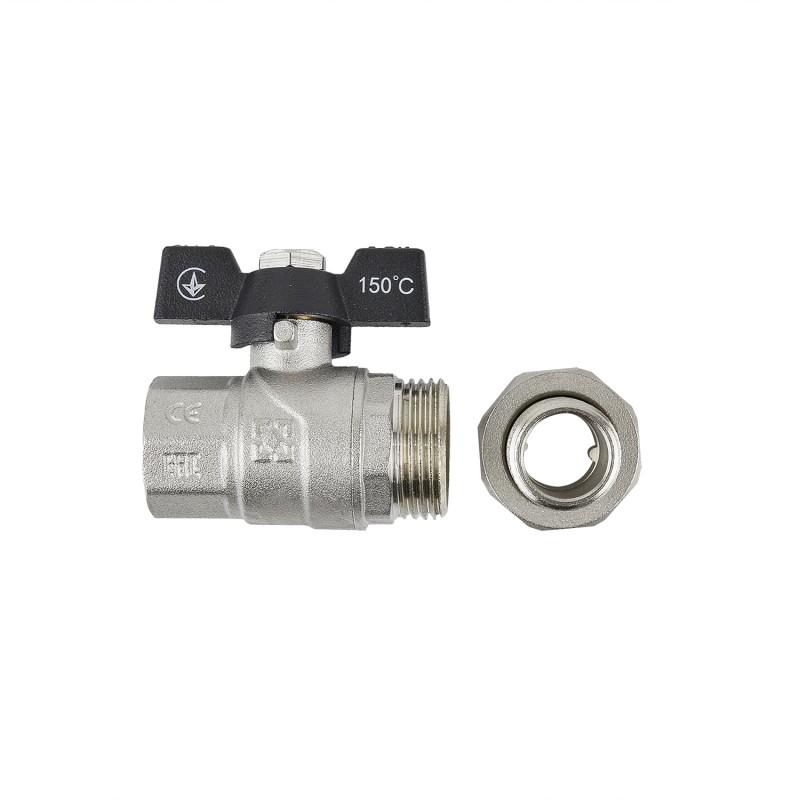 Краны серии Black Raftec BLACK Кран прямой шаровой с американкой DN25(1) чм DRBS3