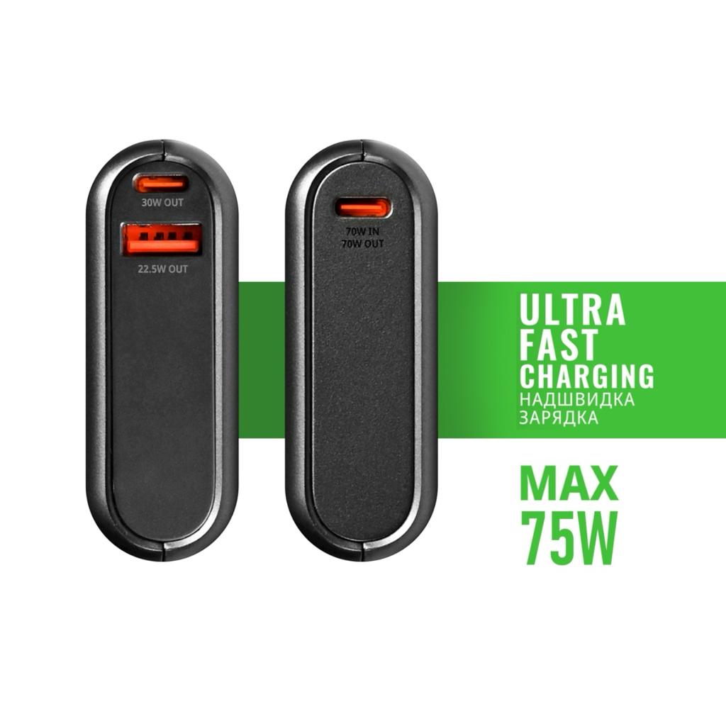Повербанки (POWER BANK) VIDEX VPB-202C-G Power bank 20000mAh PD70W 75W Black