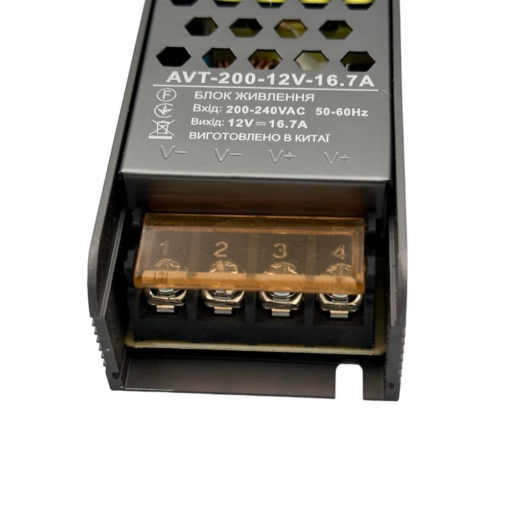 Блоки питания 12V AVT Блок питания 200W 12V IP20 195*49*29мм. AVT-200-16.7A