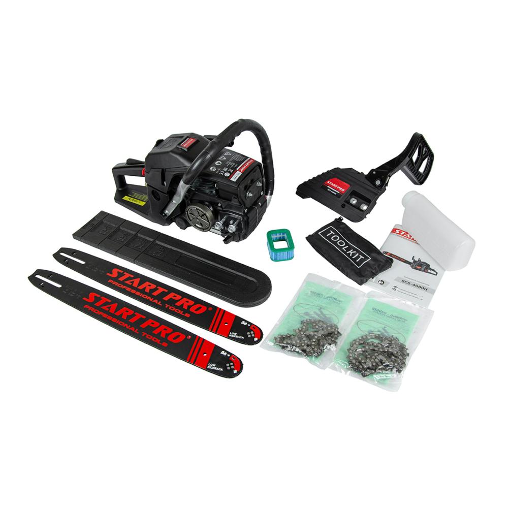 Пилы цепные бензиновые START PRO Бензопила (2шины, 2цепи) SCS-4080H