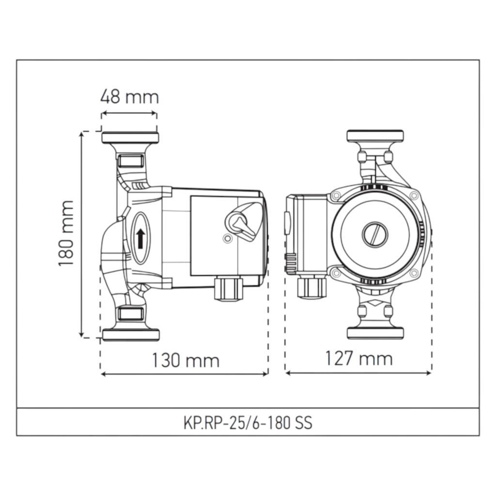 ЦИРКУЛЯЦИОННЫЕ НАСОСЫ KOER KP.RP-25/6-180 SS Насос рециркуляційний з гайками 93Вт Ø1 180мм (KP2795)