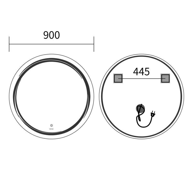 Дзеркала з підсвічуванням MIXXUS Premium WAVE MC04-90 Дзеркало (LED Touch, Anti-fog, димер (3-6,5kK)) (MP6637)