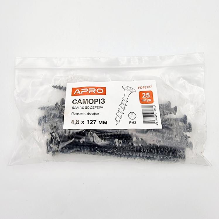 Саморізи по дереву APRO Саморіз 4,8*127мм. по дереву фосфатований (пач 25шт.)