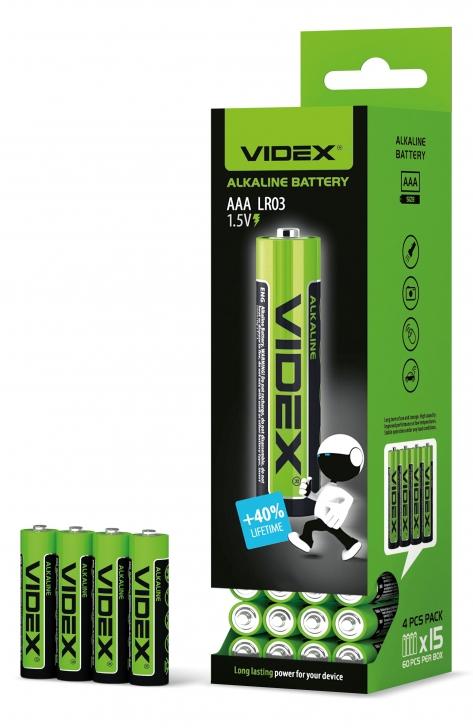 Батарейки VIDEX AAA/LR3 1,5V ALKALINE (уп./60шт.)