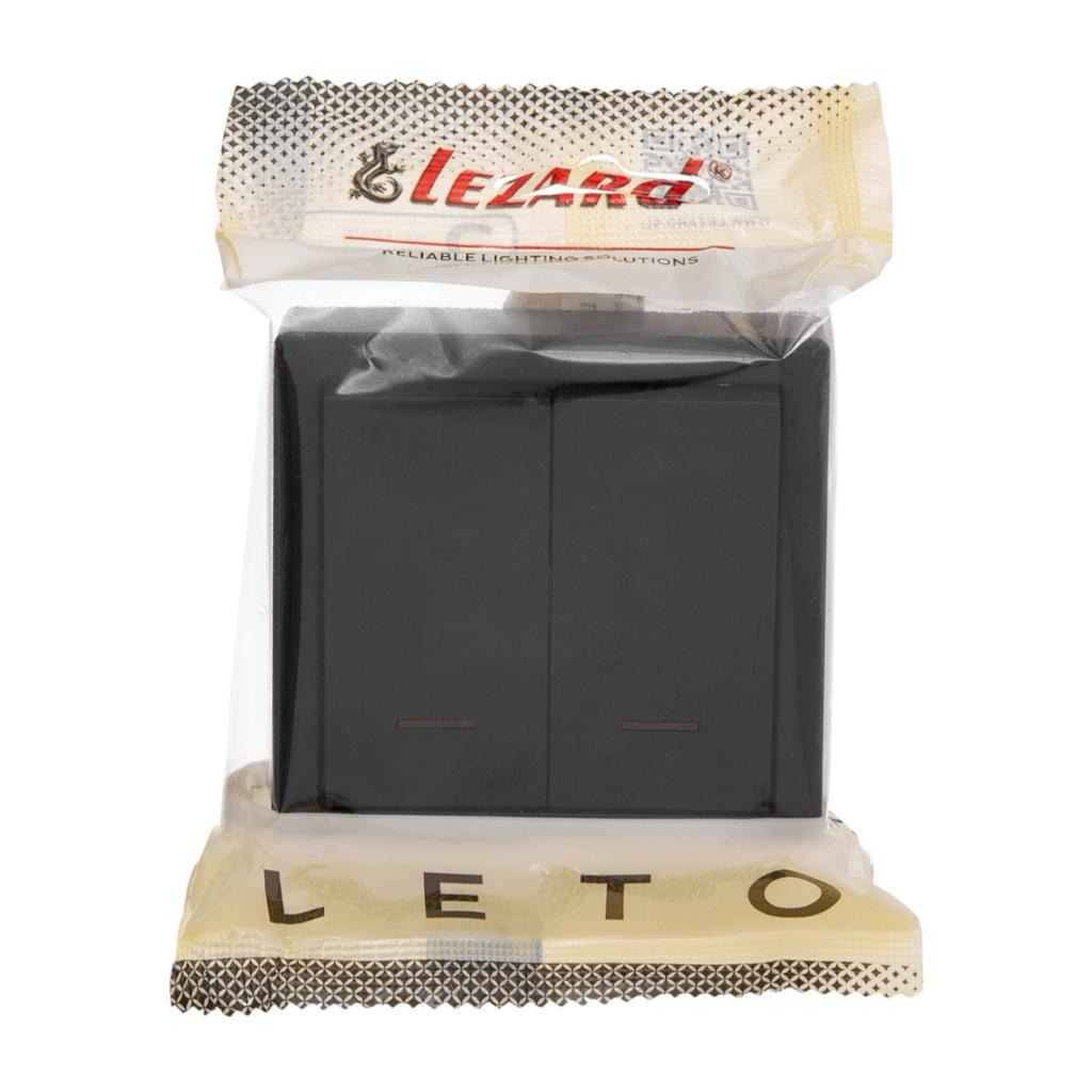 LETO (антрацит) Lezard LETO Выключатель наружный 2-й с подсветкой (антрацит) 752-4200-112