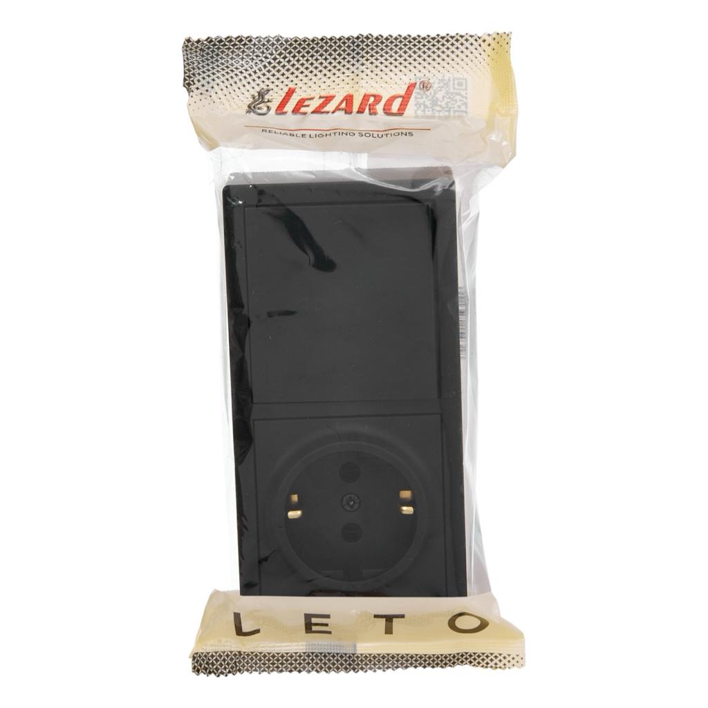 LETO (антрацит) Lezard LETO Блок выключатель 1-й проходной/розетка с/з наружный (антрацит) 752-4200-170BVP