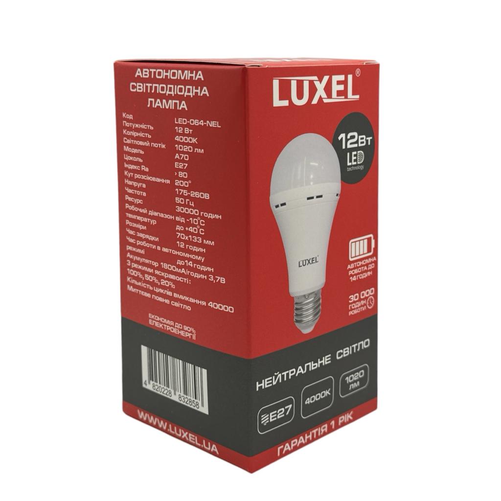 LED-Лампы LUXEL LED-Лампа акумуляторна 12W E27 4000K 1020Lm A70 064-NEL
