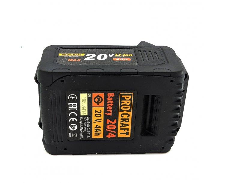 Аккум. батареї і ЗП PROCRAFT Акумуляторна батарея 20В, 4Аh Battery20/4