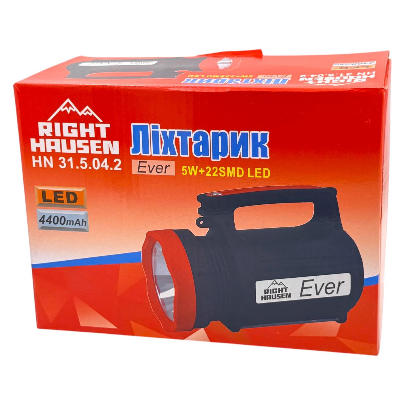 Фонари ручные RightHausen EVER Фонарь ручной 5W+22SMD, USB выход, 4400mAh HN-315042