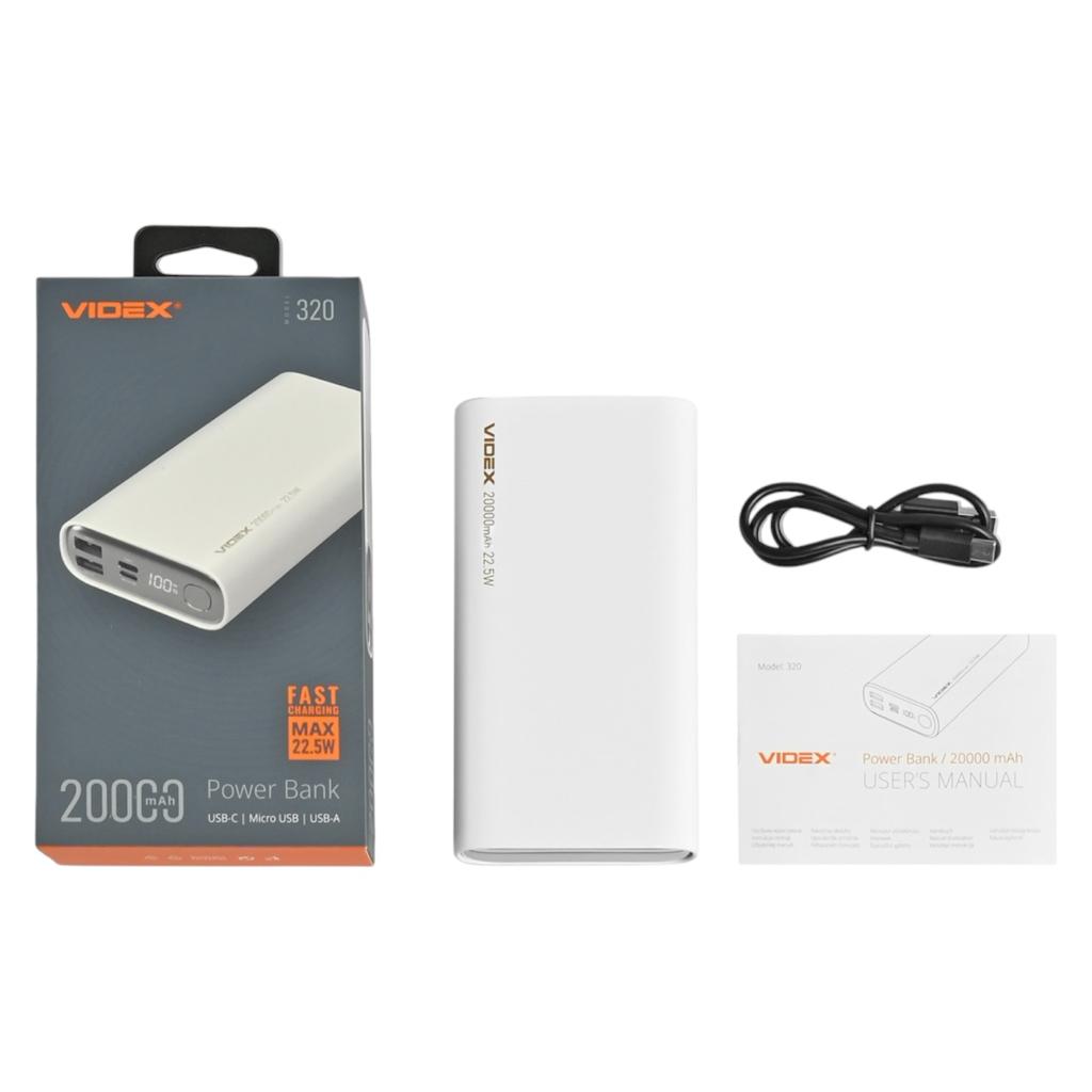 Повербанки (POWER BANK) VIDEX VPB-320-W Power bank 20000mAh PD20W 22.5W White