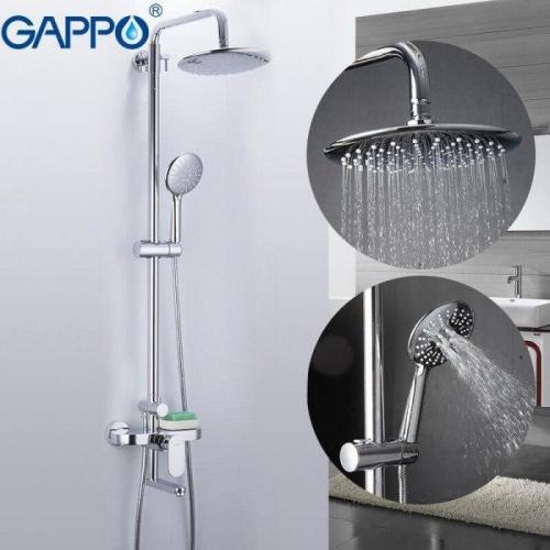 Душевые системы GAPPO G2419-8 (FURAI) душ. система 3х фунц. поворот. гусак лат.корпус 35мм (белый\хром)