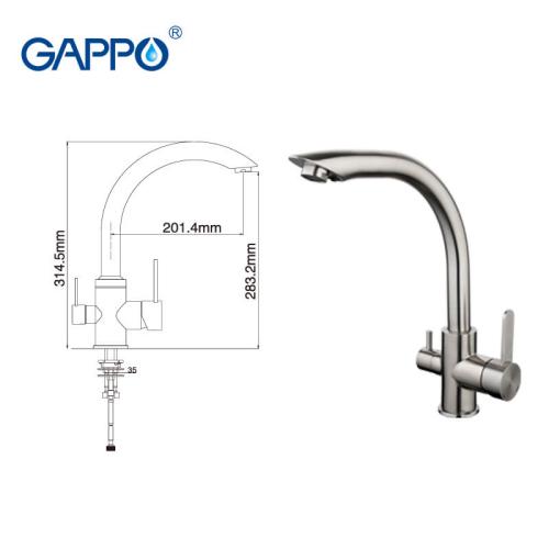 Смесители для кухни GAPPO G4399 (SUTENRESU-KO) Смеситель для кухни под фильтр  из нерж. стали