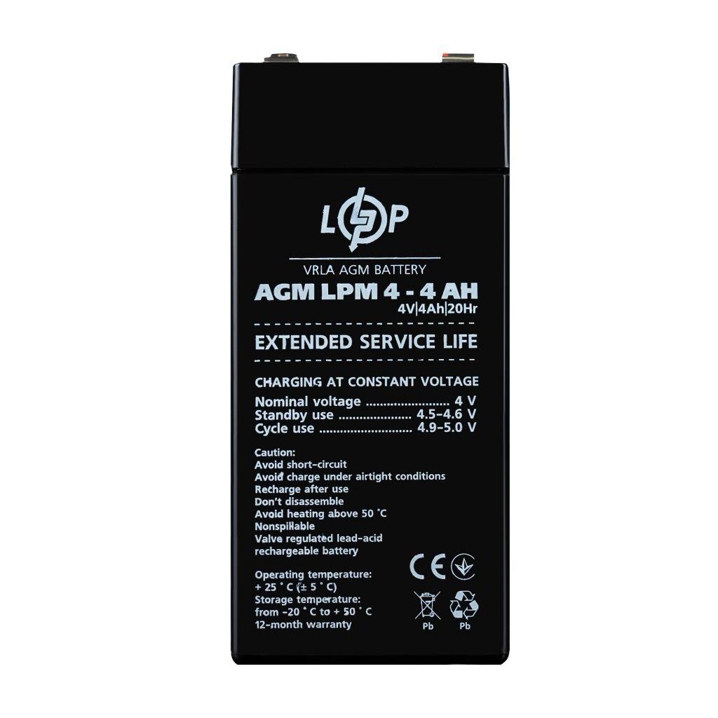 Аккумуляторы свинцово-кислотные (AGM) LogicPower Акумулятор свинцево-кислотний AGM LPM 4V/4Ah 4135