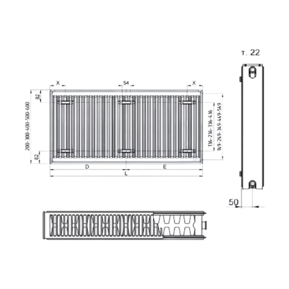 Радиаторы стальные ITAL Радиатор стальной 22 500*600 (боковое подключение) ITC225000600