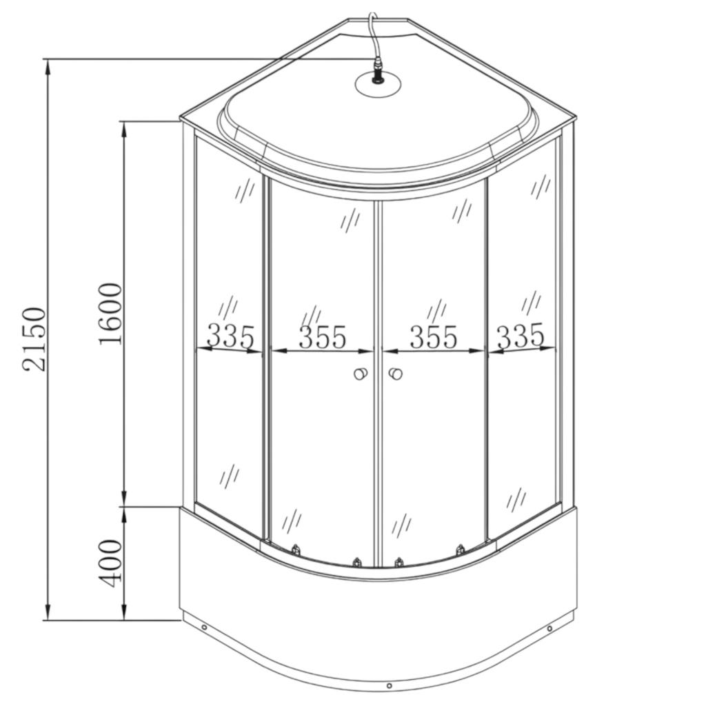 Душові бокси MIXXUS STRONG SBH01-90x90x215-GR SATIN Душовий бокс з гідромасажем 90*90мм. (високий піддон) (MI6889)