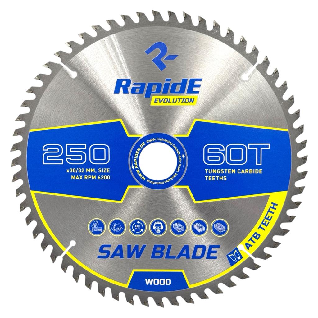 Диски по дереву RAPIDE Basic Series Диск пильний по дереву Ø250*30/32мм. (60зуб.) RAHФ-00001420