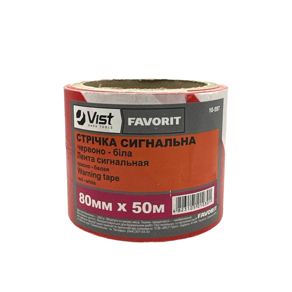 Сигнальные ленты FAVORIT Сигнальная лента 80мм*50м. (красно-белая) 10-597
