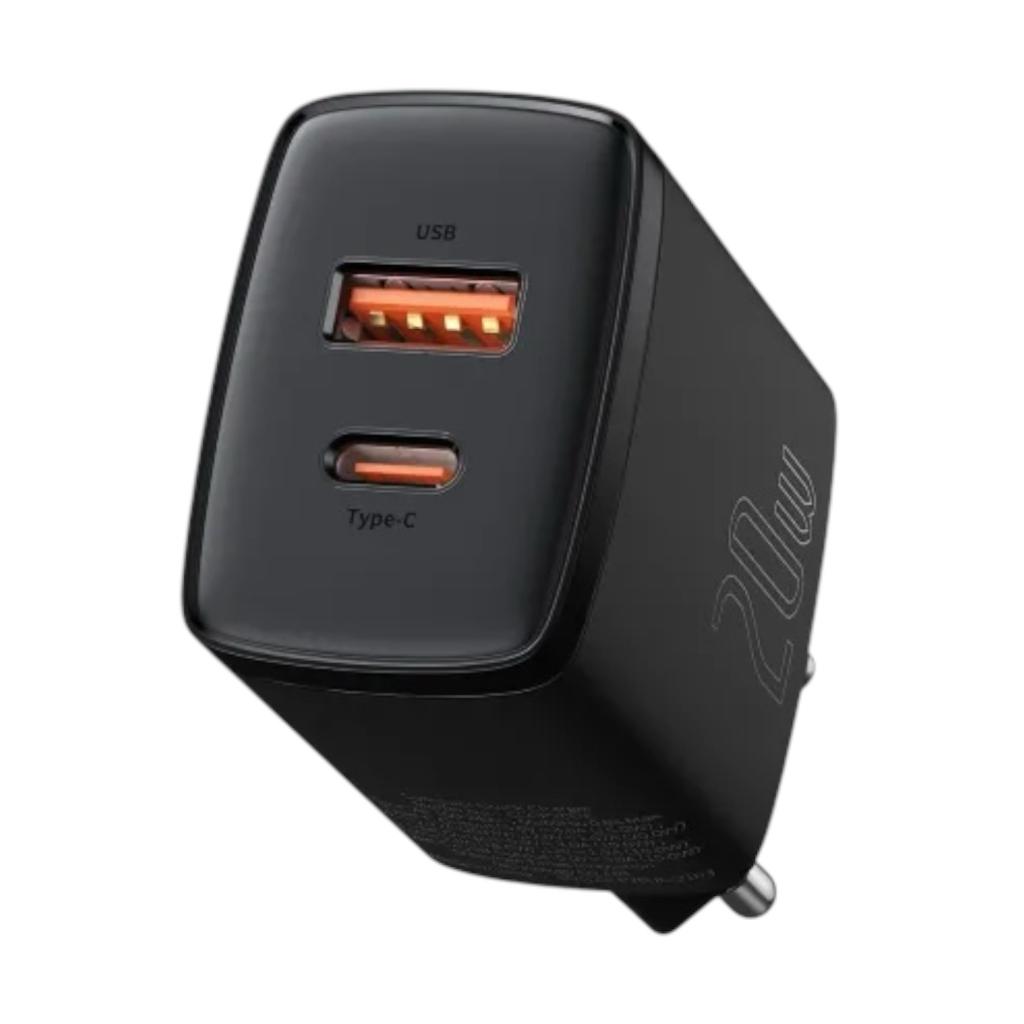 Зарядні пристрої для телефонів Baseus Зарядний пристрій Compact Quik Charger U+C 20W EU Black CCXJ-B01